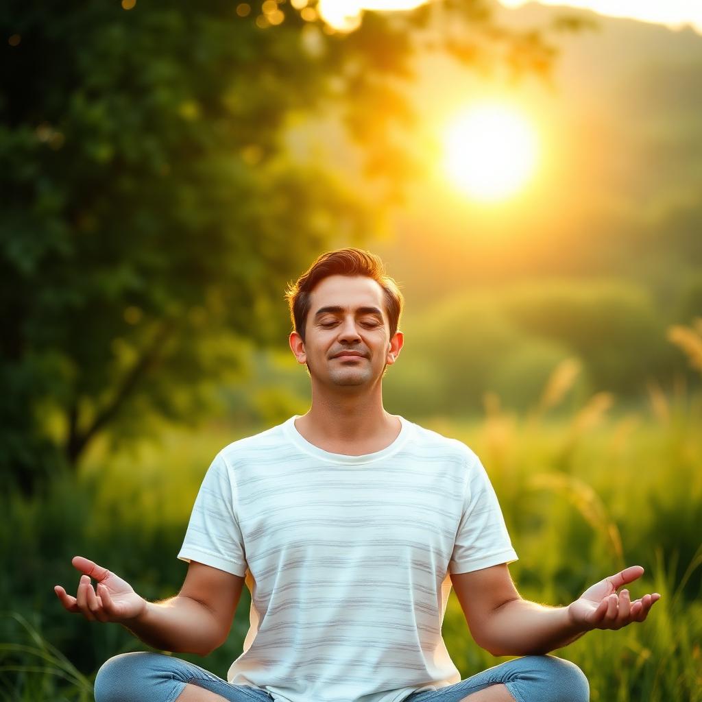 Person meditating outdoors